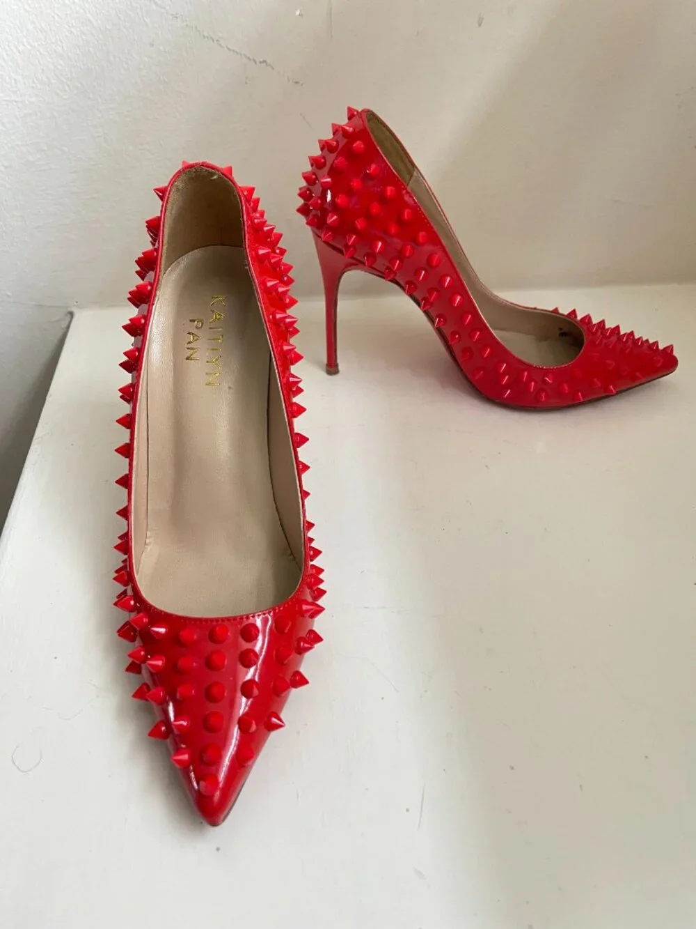 Spike Heels Red sole bottom Spike Red Pattend Heels - Picture 2 of 7